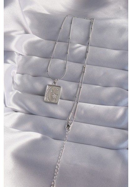 316L Çelik Zincir Gümüş Renk Zirkon Taşlı Ay Yıldız Figürlü Tarot Kolye - TJ-BKO9022 modelleri