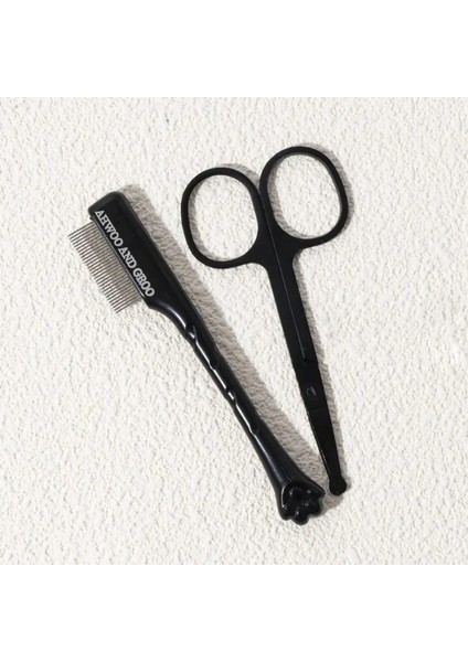 Paslanmaz Çelik Evcil Hayvan Yüz Temizleme Tarak Seti Ince Diş Gözyaşı Lekelerini, Göz Çamurunu ve Kedi Tüyünü Temizleyen Tarak Evcil Hayvan Bakımı Renk: Siyah (Yurt Dışından)