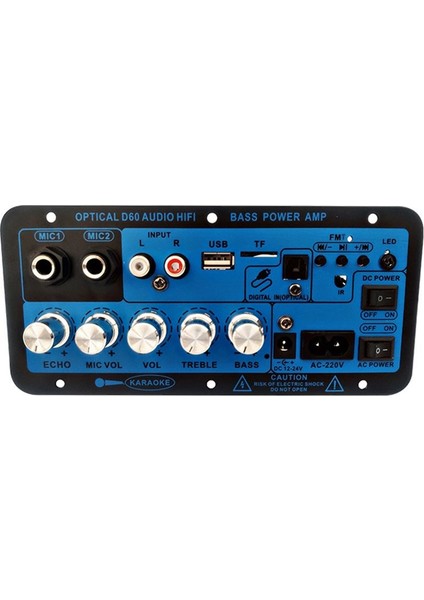 Araba Bluetooth Dijital Amplifikatör Kartı Çift Mikrofon Bluetooth 5 0 Stereo Amplifikatör Subwoofer Karaoke Amplifikatörü Abd Fişi (Yurt Dışından)