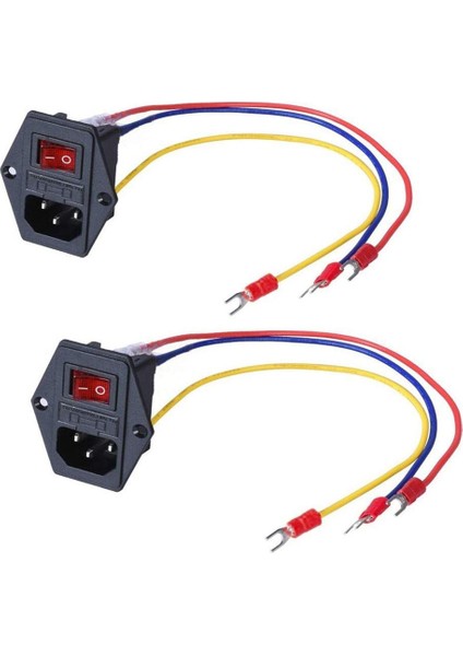 15A 250V Rocker Anahtar Güç Soketi Giriş Modülü 18 Awg Kablo ile 5A Anahtarı 3 Pin IEC320 C14-2PCS (Yurt Dışından)