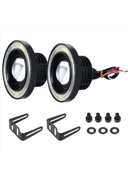 2 Adet Araba Evrensel 3,5 Inç Cob Angel Eye Sis Farları Farlar Beyaz (Yurt Dışından)