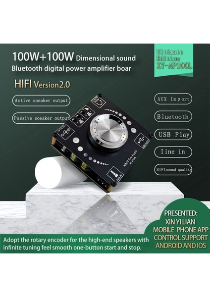 2x XY-AP100L 100WX2 Bluetooth 5 0 Stereo Amplifikatör Kart Aux USB Ses Kartı Dijital Güç Amplifikasyonu Ampifikador Dc 12V 24V (Yurt Dışından) fiyatları