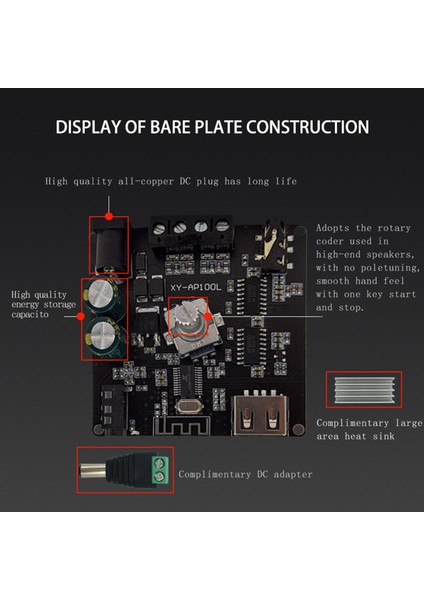 2x XY-AP100L 100WX2 Bluetooth 5 0 Stereo Amplifikatör Kart Aux USB Ses Kartı Dijital Güç Amplifikasyonu Ampifikador Dc 12V 24V (Yurt Dışından) indirimleri