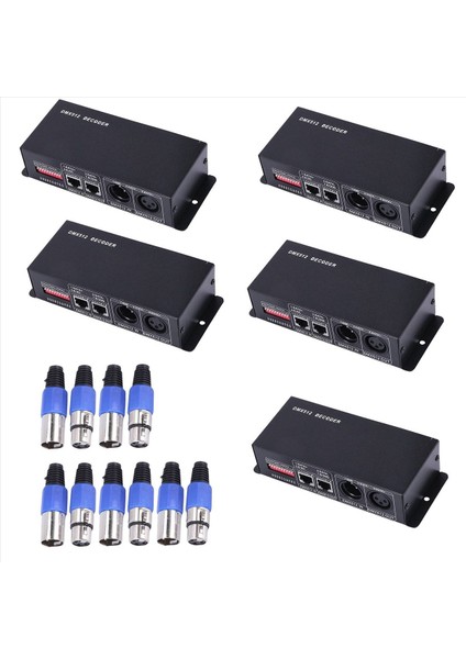 5x Dmx 512 4ch x 8A Kötü Kole Kodi Koduklu 4 Kanallı Sürücü Rgbw LED Bant Dc 12V - 24V (Yurt Dışından)