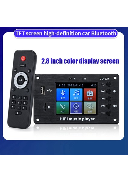 2 8 Inç Renkli Ekran Bluetooth 5 1 Araç Senkronizasyonu Kayıpsız Kod Çözme Tahta Çalar Saat Fm Ses Kodlayıcı (Yurt Dışından)