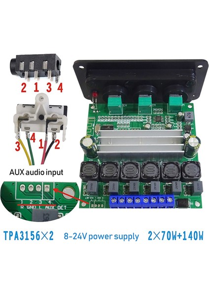 TPA3156D2 2 1 Kanal Bluetooth 5 0 Dijital Amplifikatör Kartı 2x 70W+140W Yüksek Güçlü Subwoofer Sınıf D Sınıfı Amplifikatör DC8V-24V (Yurt Dışından) fiyatları