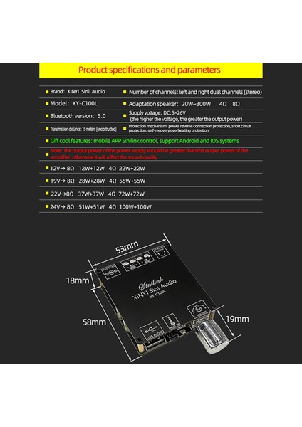 3x XY-C100L Hıfı 100WX2 Bluetooth 5 0 Yüksek Güçlü Dijital Stereo Amplifikatör Kart Aux USB Amp Amplıcıcador Home Shıe (Yurt Dışından) fırsatları