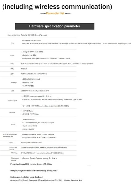 Orange Pi 5 Geliştirme Kurulu Wi-Fi6+Bt5 0 Modülü RK3588S 8 Çekirdek 64 Bit Işlemci Geliştirme Kartı Modülü (Yurt Dışından)