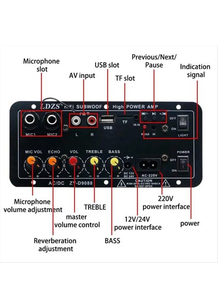 Bluetooth Ses Amplifikatör Kartı 120W Subwoofer Çift Mikrofon Amp Modülü 4 Ohm 8-12 Inç Hoparlör (Abd Fişi) (Yurt Dışından) fiyatları