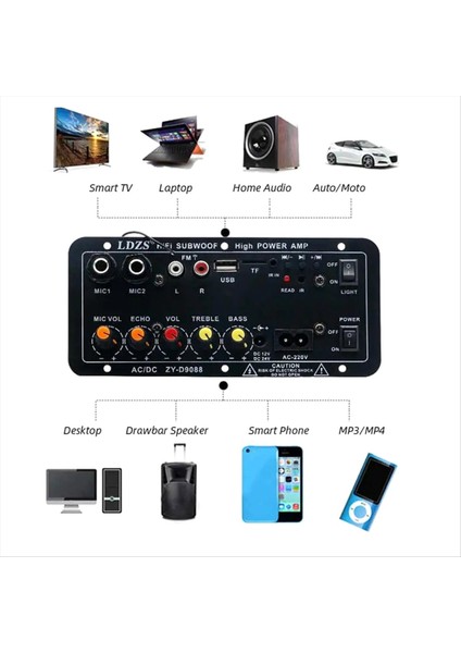 Bluetooth Ses Amplifikatör Kartı 120W Subwoofer Çift Mikrofon Amp Modülü 4 Ohm 8-12 Inç Hoparlör (Abd Fişi) (Yurt Dışından) modelleri