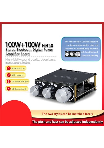 2x Bluetooth 5 0 100W+100W Güç Subwoofer Amplifikatör Kartı 2 1 Kanal Sınıf D Ev Ses Stereo Ekolayzır Amp XY-T100L (Yurt Dışından)