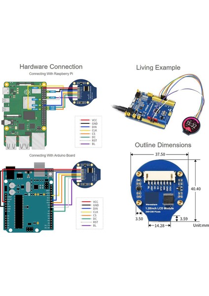 2pcs 1 28INCH Yuvarlak Ekran LCD Ekran Modülü GC9A01 Spı Iletişim Rgb 65K Ahududu Için Renk Desteği (Yurt Dışından) fırsatları