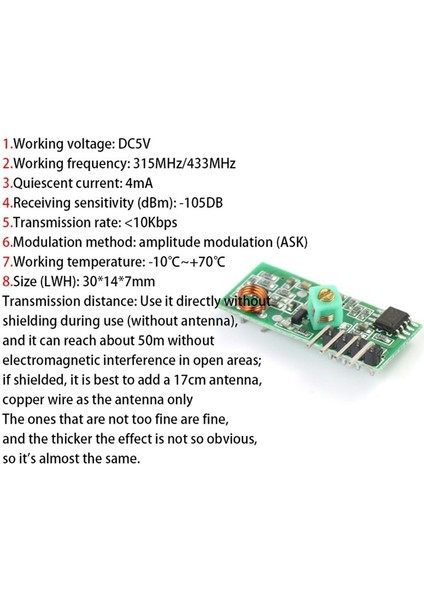 10SET 433M Süper Rejeneratif Modül Kablosuz Verici Modül Hırsız Alarm Verici Alıcı 433 Frekans (Yurt Dışından) fırsatları