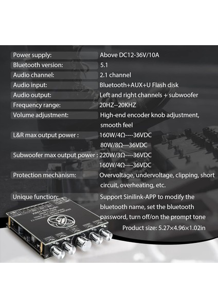 Xinyi Sini Audio XY-S220H 2 1 Kanal Bluetooth Güç Amplifikatör Kartı 160WX2+220W 12V-36V Ses Güç Amplifikatör Modülü (Yurt Dışından) modelleri