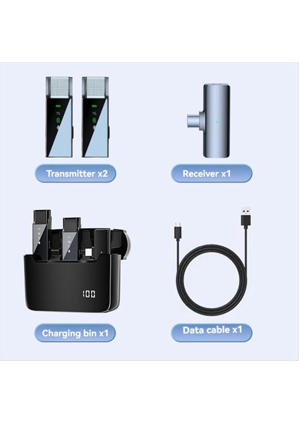LCD Ekranlı Şarj Kutusu ile Kablosuz Lavalier Mikrofon Canlı Akış Için Taşınabilir Gürültü Azaltma Mikrofonu B (Yurt Dışından)
