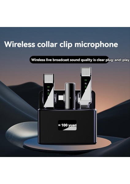 LCD Ekranlı Şarj Kutusu ile Kablosuz Lavalier Mikrofon Canlı Akış Için Taşınabilir Gürültü Azaltma Mikrofonu B (Yurt Dışından) indirimleri