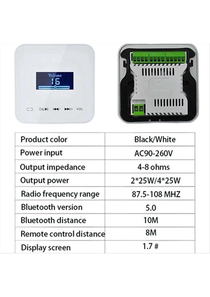 20W x 2ch Amplifikatör Sesli Su Kanıtı (Beyaz) ile Duvar Hacmi Kontrolünde Akıllı Ev (Yurt Dışından) modelleri