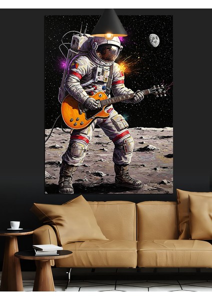 Ayda Gitar Çalan Astronot Dekoratif Kanvas - Mdf Ahşap Tablo modelleri