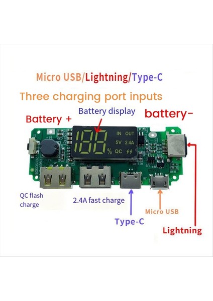18650 Lityum Pil Dijital Ekran Şarj Modülü 5V 2 4A Ekran Boost Modüllü Üç Şarj Portu (Yurt Dışından) modelleri