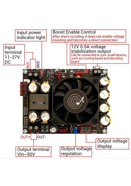 500W PW500 Booster Tahtası Modülü 12V 24V Up 24V-50V Voltaj Ekranlı Ayarlanabilir Çok Fonksiyonlu Uygun Modül (Yurt Dışından) fiyatları
