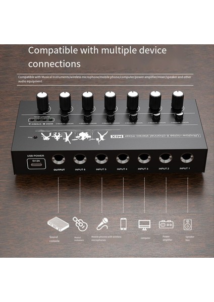 6 Kanallı Ses Mikseri Ultra Düşük Gürültü Hattı Mikseri Gitar Bas Klavyeleri ve Sahne Karıştırma Için Kolay Çalışma Stereo Mikser (Yurt Dışından) indirimleri