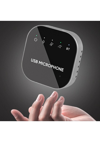 Masaüstü USB Konferansı Hoparlör Bt Mikrofon 360 ° Çok Yönlü Kondenser Bilgisayar Mikrofonu Hoparlörlü (Yurt Dışından)