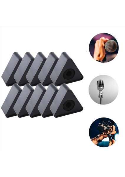 10PCS Mikrofon Markflag Mic Station Cube Triangle Röportaj Kutusu Stand Bayrakları Şekilli Tutucu Enjeksiyon Siyah (Yurt Dışından) fiyatları