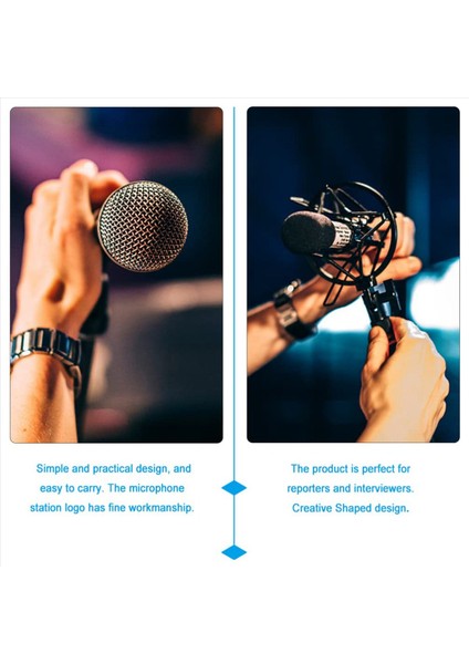 10PCS Mikrofon Markflag Mic Station Cube Triangle Röportaj Kutusu Stand Bayrakları Şekilli Tutucu Enjeksiyon Siyah (Yurt Dışından) modelleri