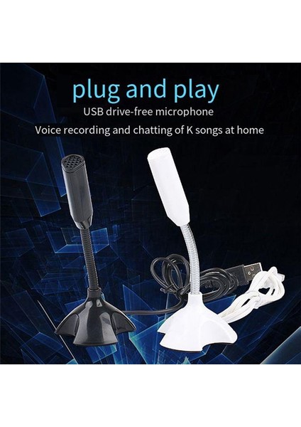 USB Dizüstü Bilgisayar Mikrofon Ses Mikrofonu Yüksek Hassasiyet Mini Stüdyo Konuşma Mikrofon Standı Pc Beyaz Için Sahip Oyun Konferansı (Yurt Dışından)