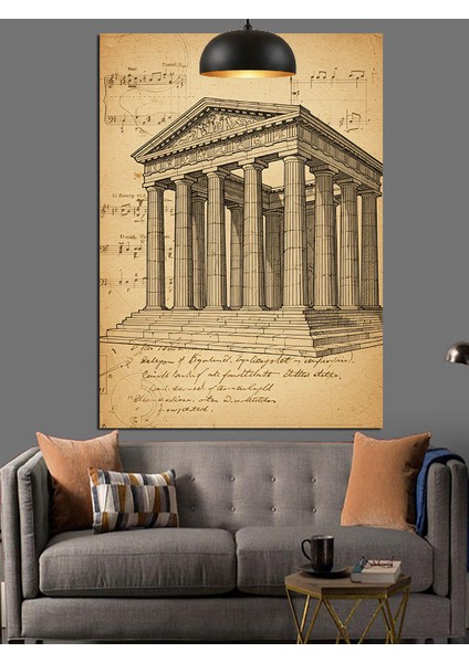 Eski Mimari Çizim Yapı Detay Dekoratif Kanvas - Mdf Ahşap Tablo fiyatları