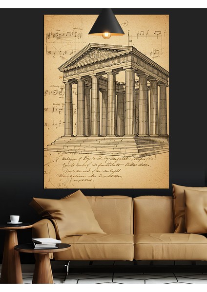 Eski Mimari Çizim Yapı Detay Dekoratif Kanvas - Mdf Ahşap Tablo fırsatları