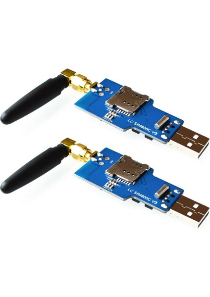 2x USB - Gsm Seri Gprs SIM800C Modülü Bluetooth Bilgisayar Kontrolü + Anten (Yurt Dışından)