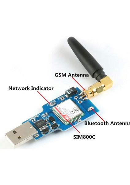2x USB - Gsm Seri Gprs SIM800C Modülü Bluetooth Bilgisayar Kontrolü + Anten (Yurt Dışından) modelleri
