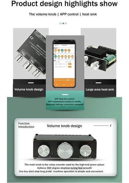 2 1 Kanal Bluetooth Amplifikatör Kartı TPA3116 50WX2+100W Yüksek Güçlü Sol ve Sağ Kanal Subwoofer Ses Modülü E100H (Yurt Dışından)