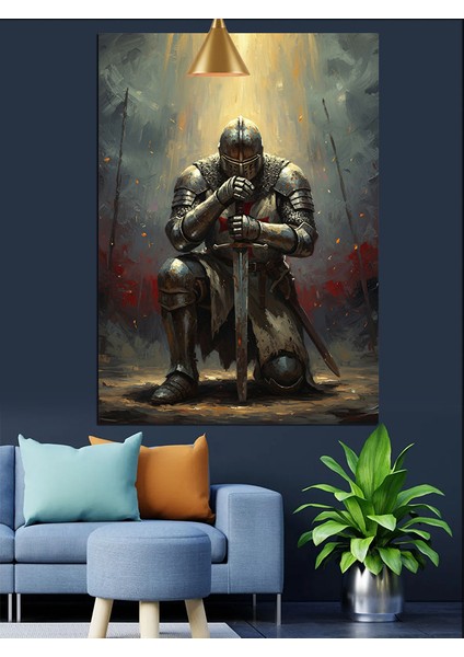 Zırhlı Şövalye Dekoratif Kanvas - Mdf Ahşap Tablo fiyatları