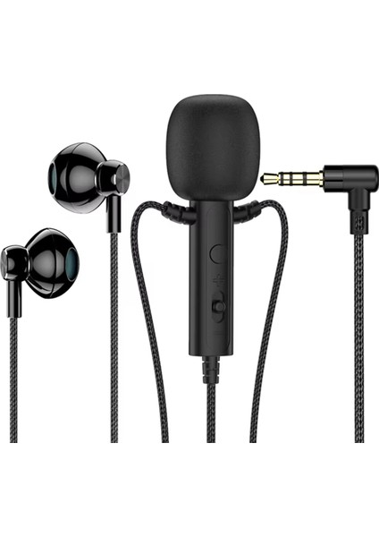 Karaoke Canlı Yayın Çevrimiçi Sınıf Oyun Siyahı Için Kulaklık Mini Klip Mikrofonlu 3 5mm Kulak Içi Lavalier Mikrofon (Yurt Dışından)
