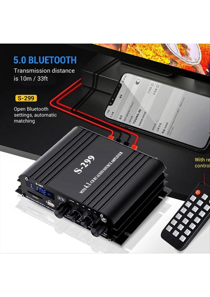 S-299 Mini 4 1 Ses Stereo Güç Amplifikatörü Bt Taşınabilir Araba ve Ev Çift Kullanımlı 4X40W Uzak Ses Amplifikatörü Abd Fişi (Yurt Dışından) fiyatları