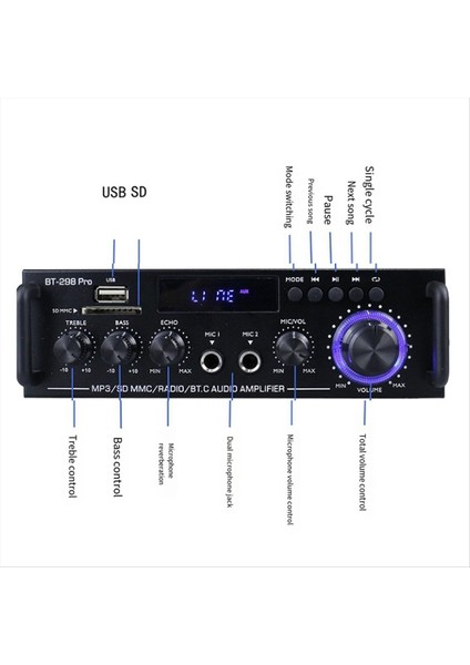 Amplifikatör Bt 298 Pro Ev Sineması Amplifikatörü Karaoke Çift Kanallı Stereo Bluetooth 5 0 Maksimum 800W Yeni Yükseltme Abd Fişi (Yurt Dışından) indirimleri