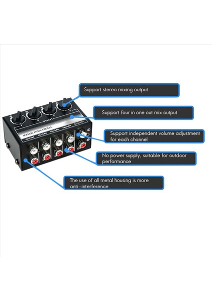 2x 4 Kanal Stereo Ses Mikseri Desteği Rca Giriş ve Çıkış Mini Pasif Stereo Karıştırıcı Ayrı Ses Kontrolleri (Yurt Dışından) indirimleri