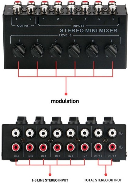 CX600 Mini Stereo 6 Kanallı Pasif Mikser Rca Taşınabilir Ses Mikseri 6 In 2 Out Stereo Distribütör Hacim Kontrolü (Yurt Dışından) fırsatları