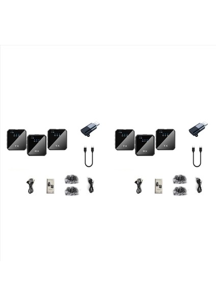 2x Kablosuz Gürültü Önleme Mikrofon Sistemi Taşınabilir Yakalı Klipli Mikrofon Podcast Röportaj Kamera Video Kaydı (Yurt Dışından)