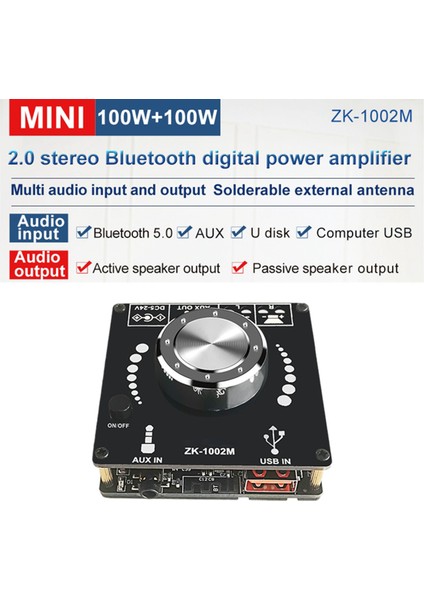 2x ZK1002M Bluetooth 5 0 Aux USB Ses Giriş Çıkış Amplifikatörü Ses Amplifikatör Modülü 100WX2 (Yurt Dışından) indirimleri