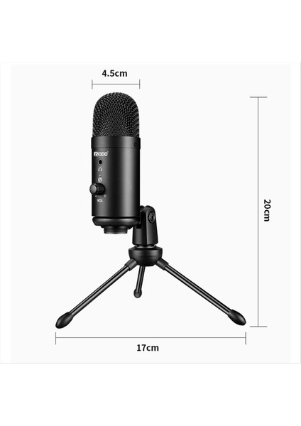 Rodd USB Kondenser Mikrofonlar Pc Bilgisayar Dizüstü Bilgisayar Şarkı Söyleme Oyun Akışı Kayıt Stüdyosu Siyah (Yurt Dışından) modelleri