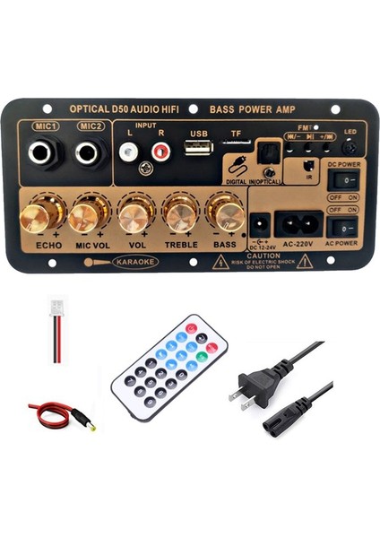 Optik Audio Girişli Bluetooth Dijital Amplifikatör Kartı Karaoke Amplifikatörü Ev/araba Subwoofer Amplifikatör Kartı (Abd Fişi) (Yurt Dışından)