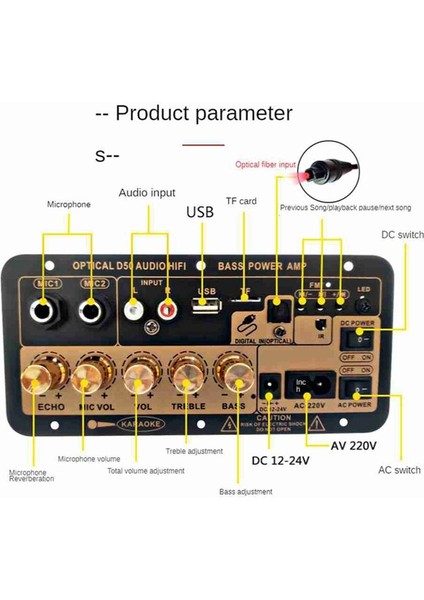 Optik Audio Girişli Bluetooth Dijital Amplifikatör Kartı Karaoke Amplifikatörü Ev/araba Subwoofer Amplifikatör Kartı (Abd Fişi) (Yurt Dışından) indirimleri