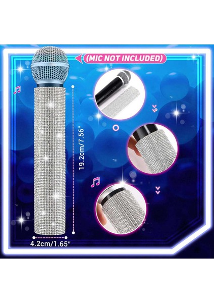 2x Mikrofon Sapı Kapağı Parti ve Tv Şovu Için Işıltılı Bling Rhinestones Mikrofon Kolu Kol Çoğu Kablosuz Mikrofon Gümüş Için (Yurt Dışından) modelleri