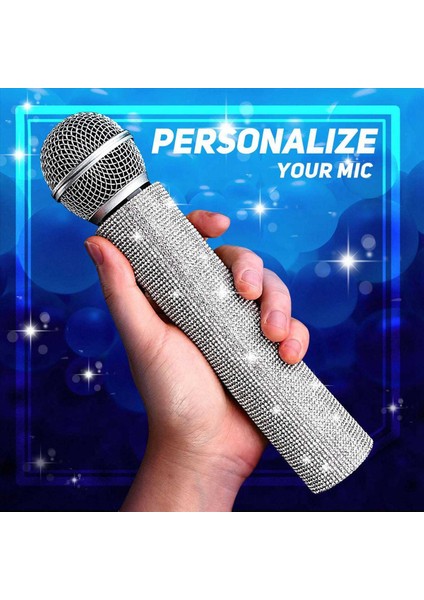2x Mikrofon Sapı Kapağı Parti ve Tv Şovu Için Işıltılı Bling Rhinestones Mikrofon Kolu Kol Çoğu Kablosuz Mikrofon Gümüş Için (Yurt Dışından) indirimleri
