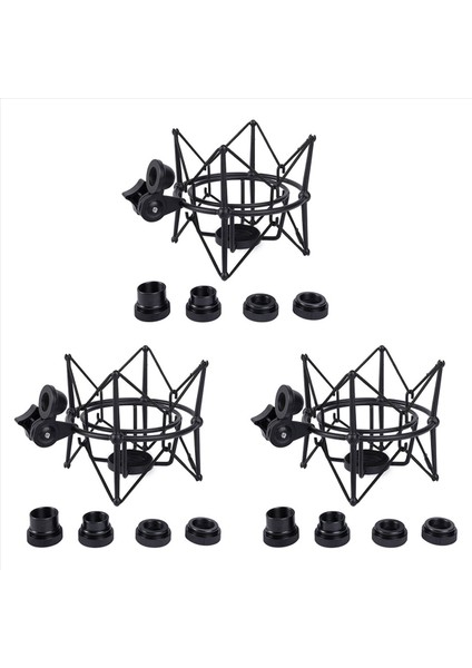3x Mikrofon Şok Montaj Ayarlanabilir Montaj Kayıt Mikrofon Standı Metal Braket Pod Mikrofon Standı (Siyah) (Yurt Dışından)