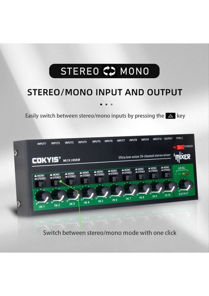 Cokyis MIX1000 Ultra Düşük Gürültü 10 Kanallı Stereo Mixer Mini Ses Ses Mikseri Küçük Kulüpler Barlar Gitar Bas Klavyeleri (Ab) (Yurt Dışından) indirimleri