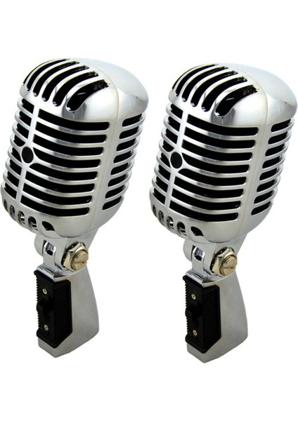 2x Profesyonel Kablolu Vintage Klasik Mikrofon Iyi Kalite Dinamik Hareketli Mike Deluxe Metal Vokal Mikrofonu Mike (Yurt Dışından)